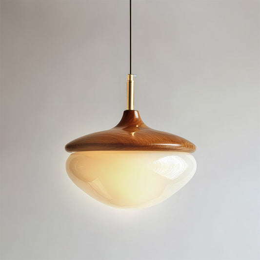 RoyaleGlow Vintage French Cream Style Hazelnut Glass Pendant Light