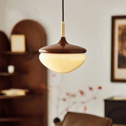 RoyaleGlow Vintage French Cream Style Hazelnut Glass Pendant Light