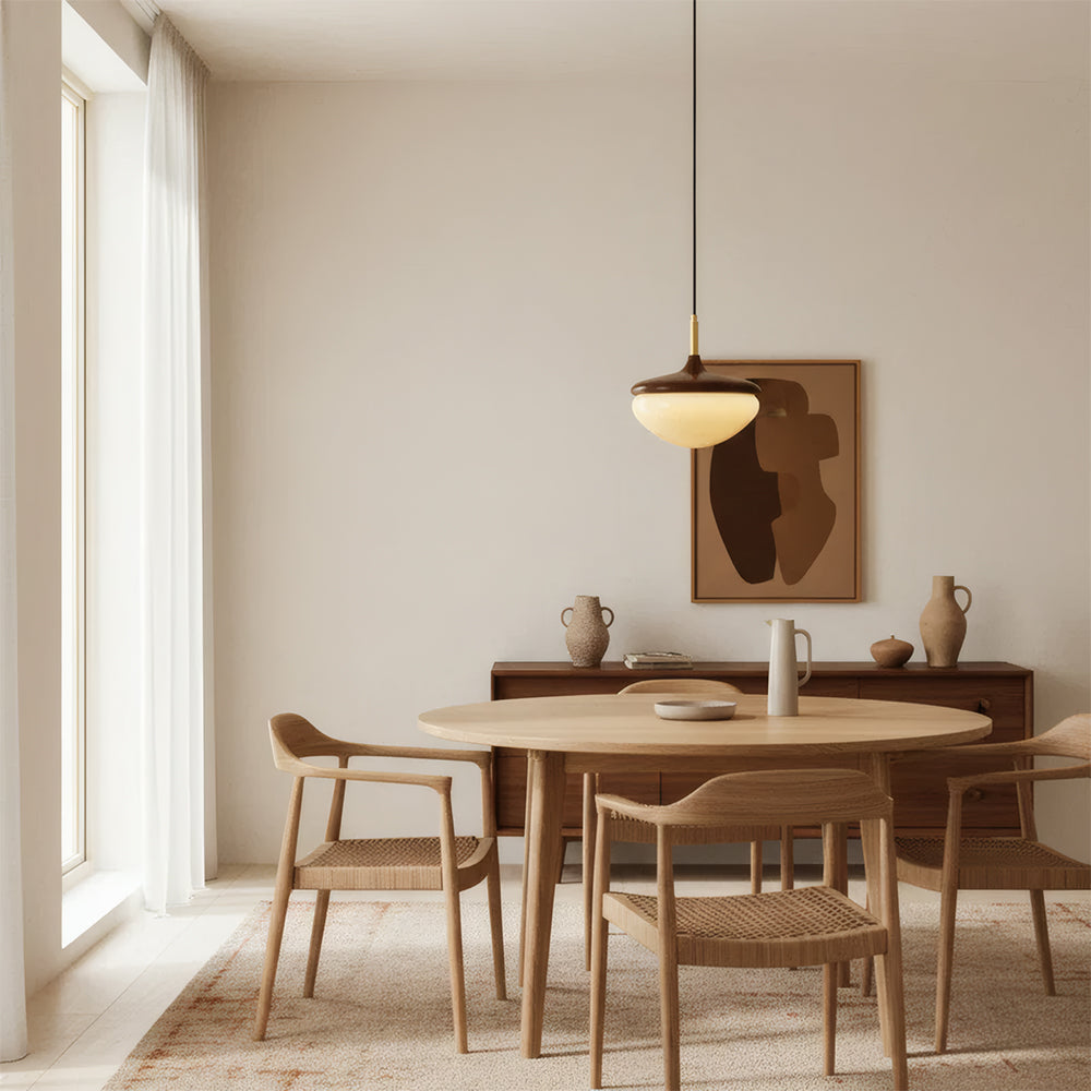 RoyaleGlow Vintage French Cream Style Hazelnut Glass Pendant Light