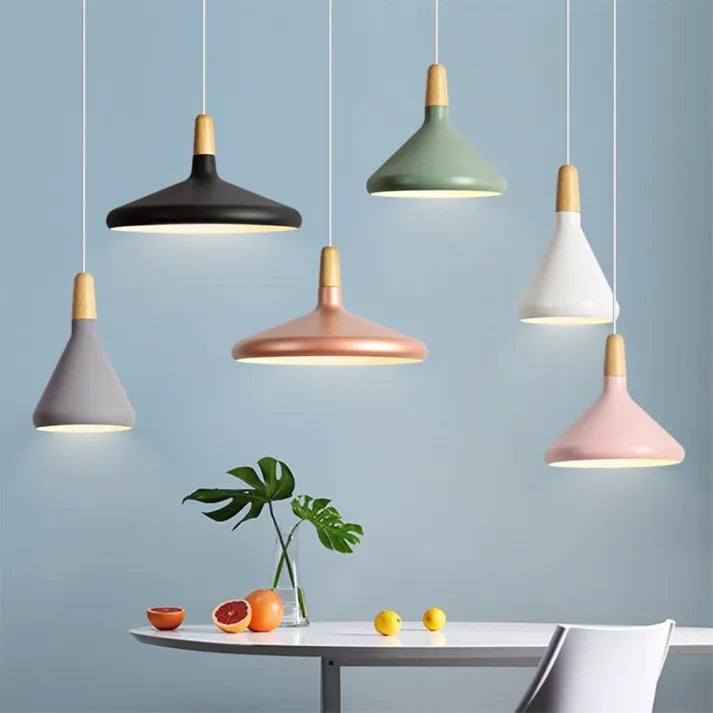 LuxRoyale French Macaron Conical Metal Pendant Lamp With Vibrant Colors