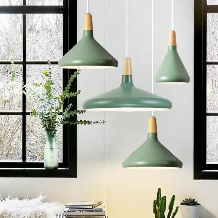 LuxRoyale French Macaron Conical Metal Pendant Lamp With Vibrant Colors