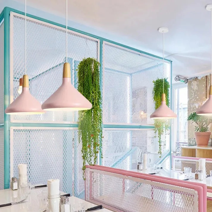 LuxRoyale French Macaron Conical Metal Pendant Lamp With Vibrant Colors