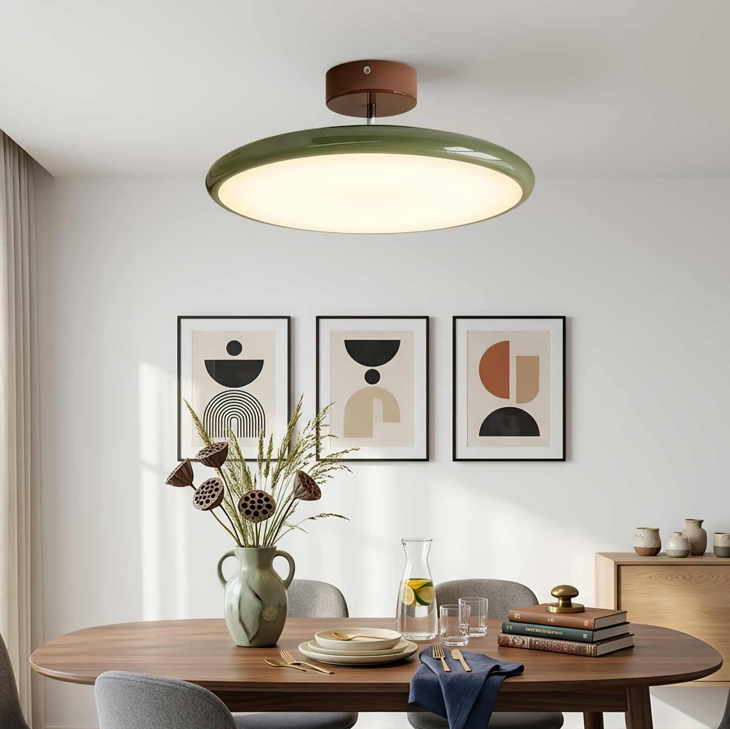 French Retro Cream Saucer Ceiling Lamp 1
