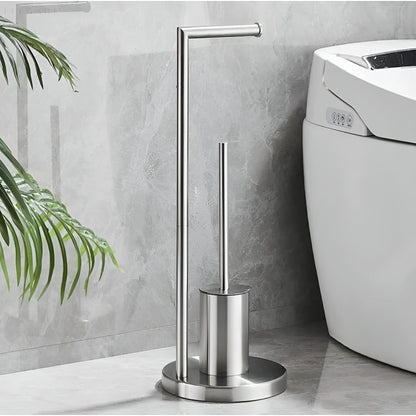 Functional Toilet Paper Holder with Integrated Brush – Space-Saving Design for Modern Bathrooms