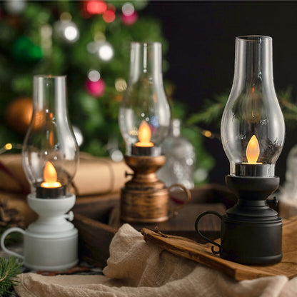 RoyaleGlow LED Vintage Kerosene Lamp, Electronic Swinging Candle
