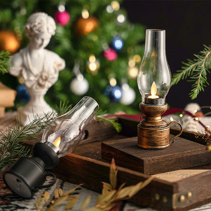RoyaleGlow LED Vintage Kerosene Lamp, Electronic Swinging Candle