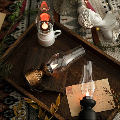 RoyaleGlow LED Vintage Kerosene Lamp, Electronic Swinging Candle