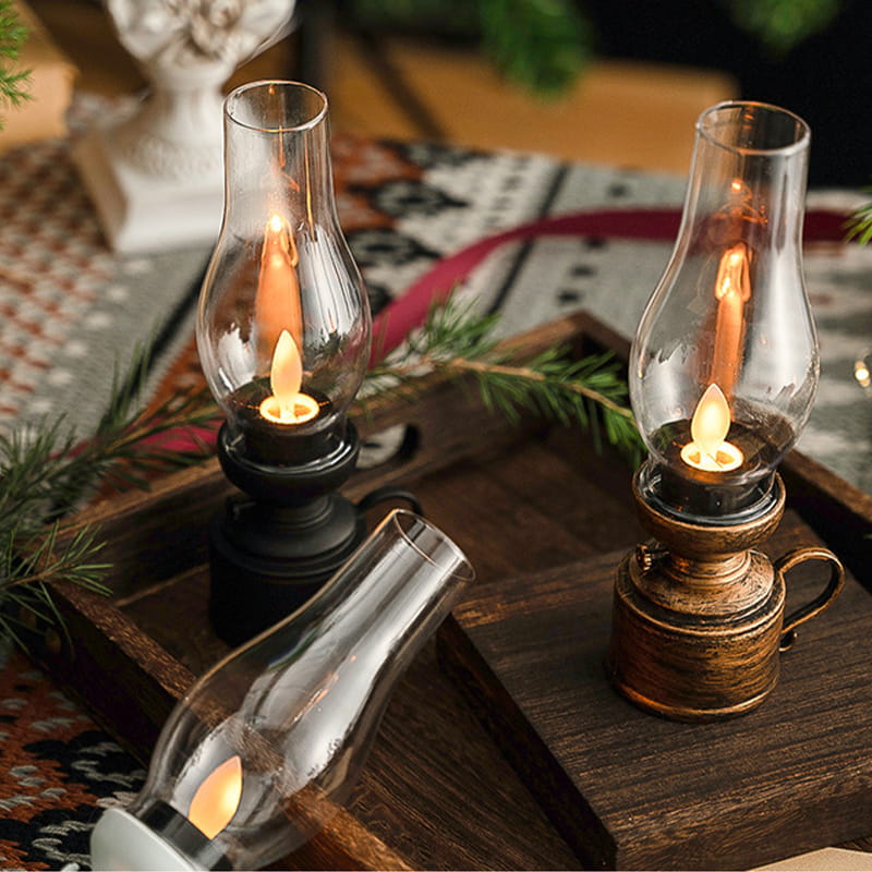 RoyaleGlow LED Vintage Kerosene Lamp, Electronic Swinging Candle