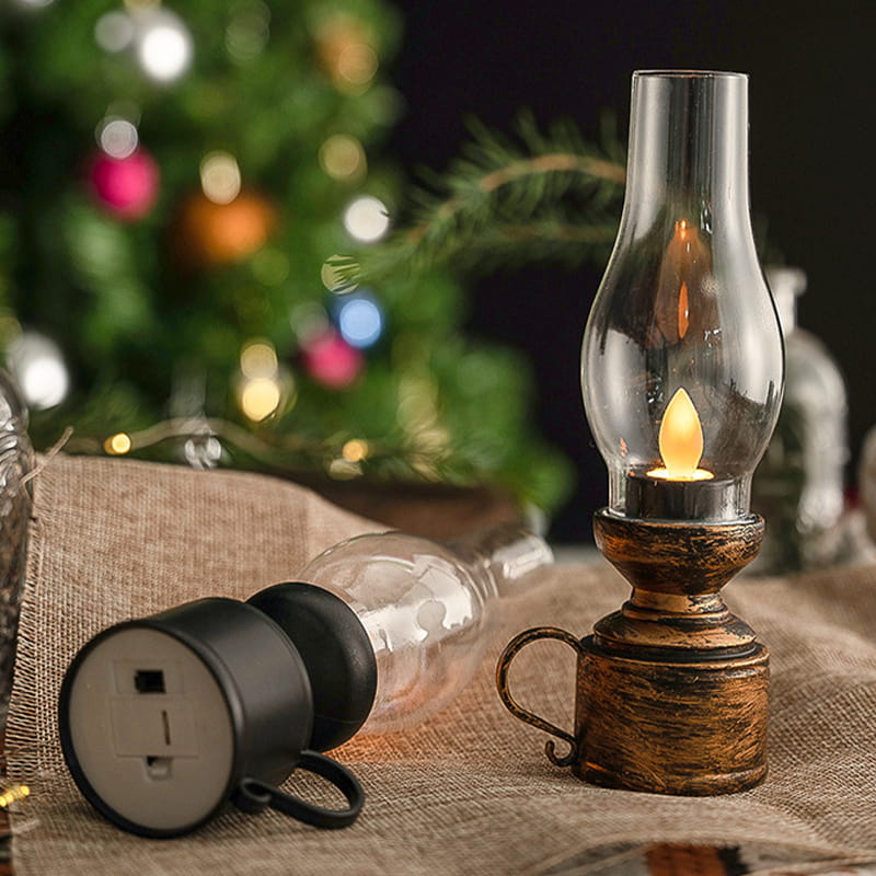 RoyaleGlow LED Vintage Kerosene Lamp, Electronic Swinging Candle