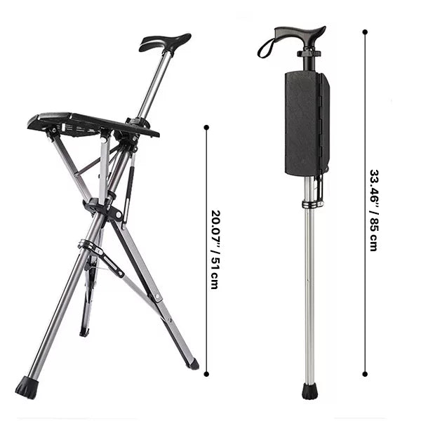RoyaleGlow Walking Stick With Seat For Easy Resting