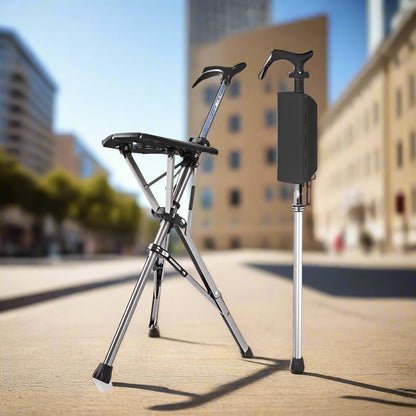 RoyaleGlow Walking Stick With Seat For Easy Resting