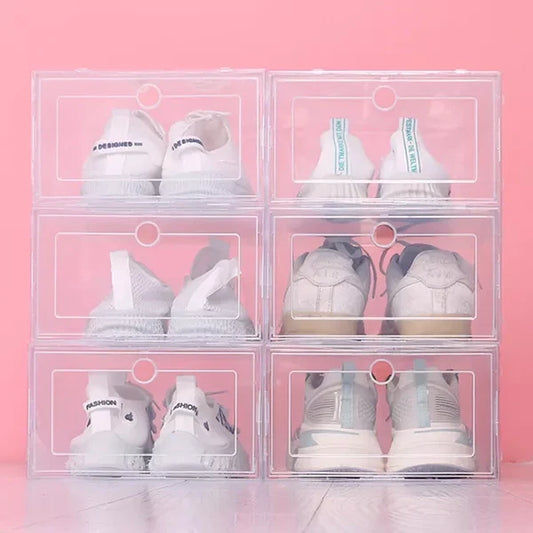 Royaleva 6pcs Clear Shoe Box Stackable Plastic Organizer