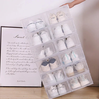 Royaleva 6pcs Clear Shoe Box Stackable Plastic Organizer