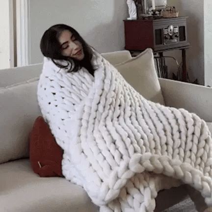 Royaleva Chenille Chunky Knitted Blanket Thick Cable Knit Throw for Couch Bed Sofa