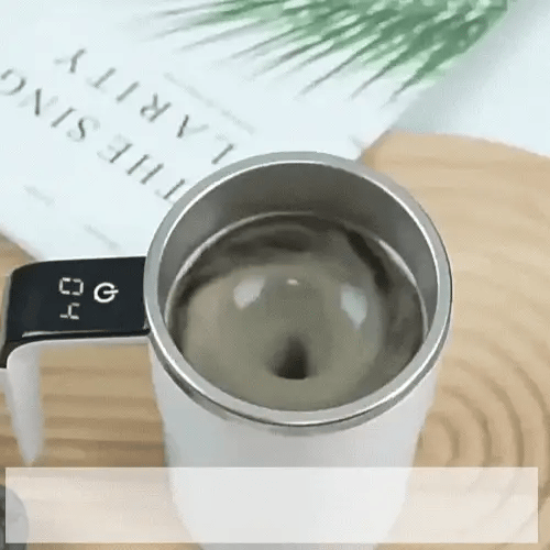 Rechargeable Self-Stirring Coffee Mug With LED Temperature Display Magnetic Stirring 200mAh Battery Stainless Steel Interior Lightweight Design Auto Shut-Off For Home Office Or Travel Use