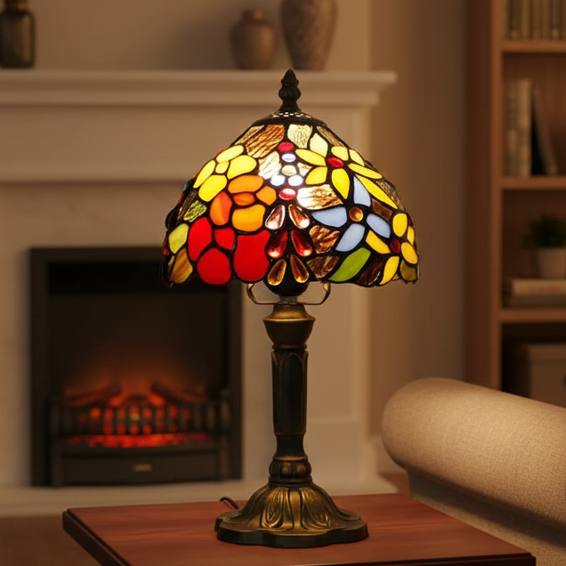 Royaleva Stained Glass Colorful Desk Lamp Vintage Artistic Table Light
