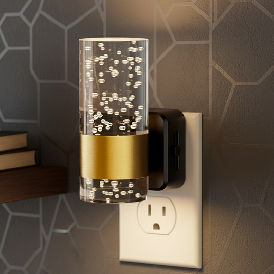LuxRoyale Night Light With Golden Accent And Bubble Filled Acrylic