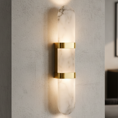 RoyaleGlow Marble Bedside Wall Lights - Modern Stone Sconce for Bedroom and Living Room