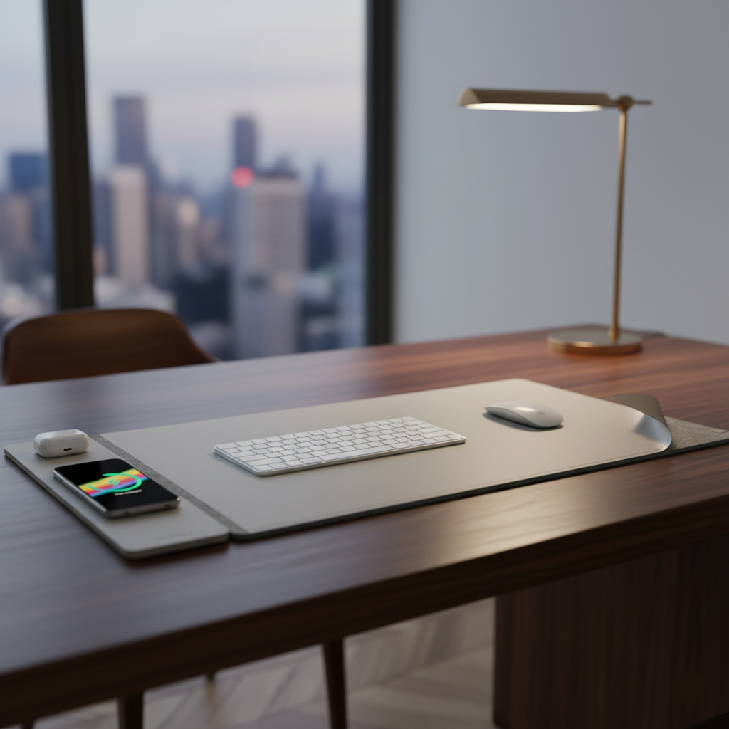 Royallure ChargePad Flex Desk Mat – Reversible Wireless Charging with Vegan Leather & Felt