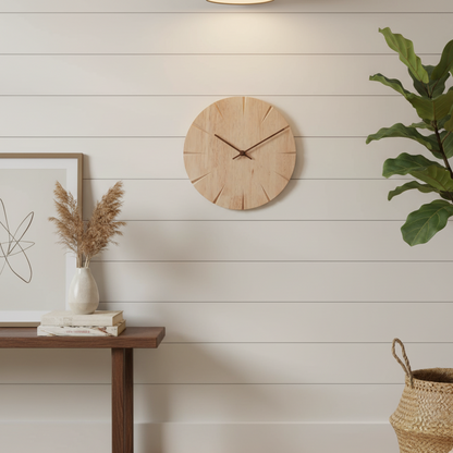 RoyaleGlow Art Wooden Wall Clock - Solid Wood Silent Creative Design for Home or Kitchen