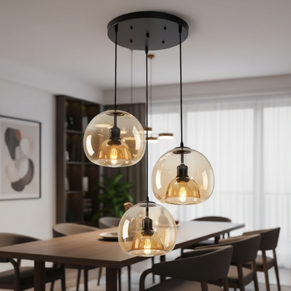 LuxRoyale Minimalist Smoked Glass Dome Pendant Light for Kitchen, Dining, Bar and Bedroom