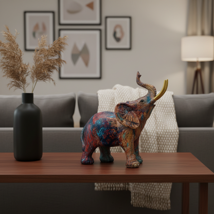 RoyaleGlow Elephant Sculpture Art - Nordic Graffiti Resin Figurine Home Decor Ornament