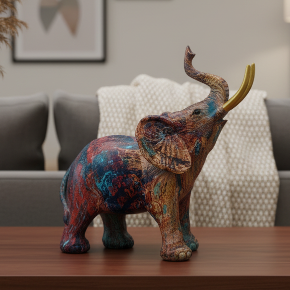RoyaleGlow Elephant Sculpture Art - Nordic Graffiti Resin Figurine Home Decor Ornament