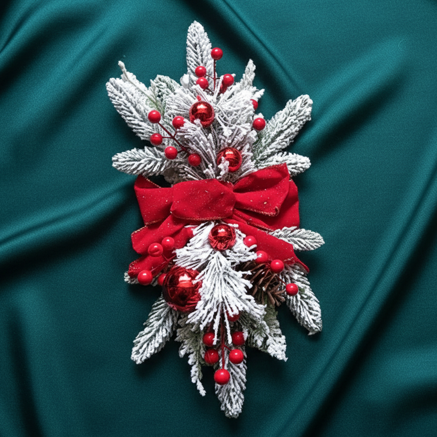 RoyaleGlow Wall Sconce with Shelf - Christmas Swag Wreath Pendant Home Door Decoration