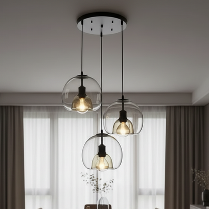 LuxRoyale Minimalist Smoked Glass Dome Pendant Light for Kitchen, Dining, Bar and Bedroom