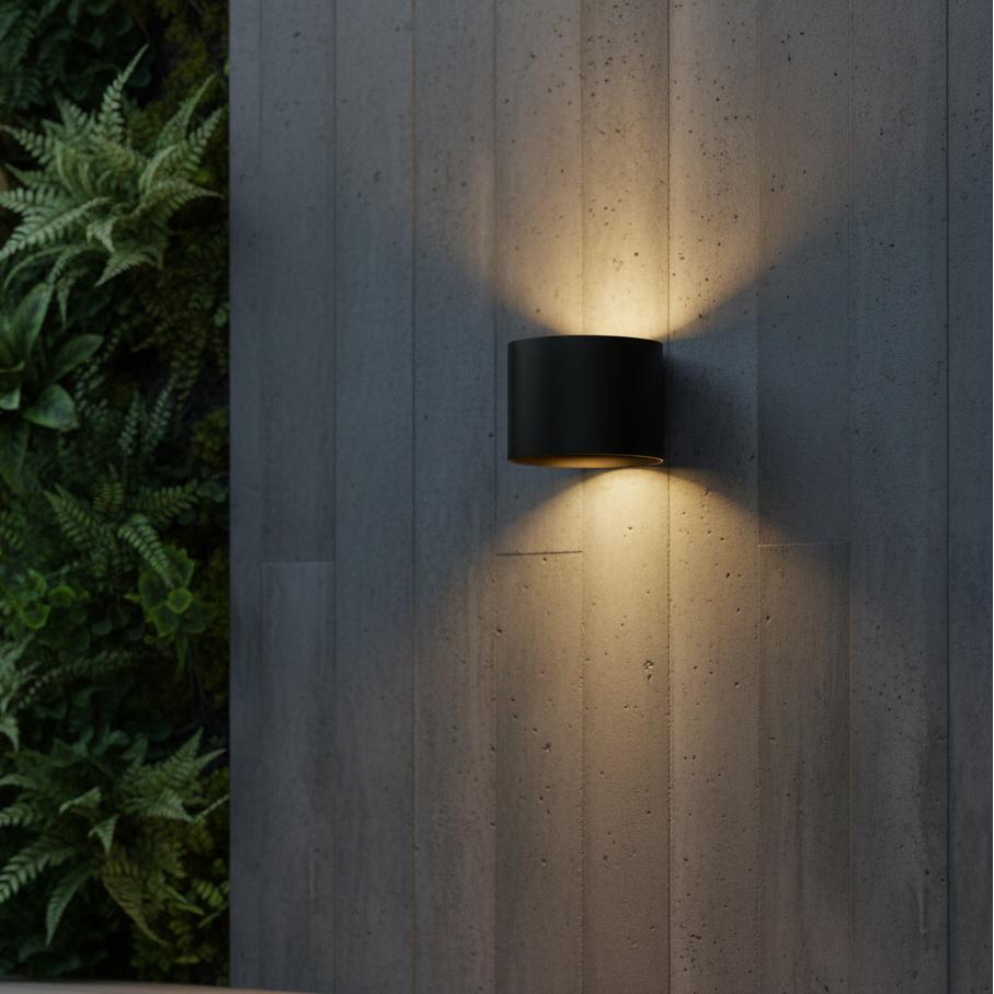 Royallure Nordic Round IP65 Waterproof Outdoor Wall Light with Adjustable Beam