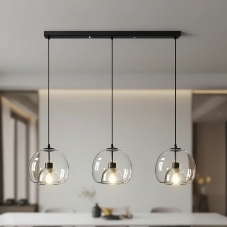 LuxRoyale Minimalist Smoked Glass Dome Pendant Light for Kitchen, Dining, Bar and Bedroom