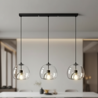 LuxRoyale Minimalist Smoked Glass Dome Pendant Light for Kitchen, Dining, Bar and Bedroom