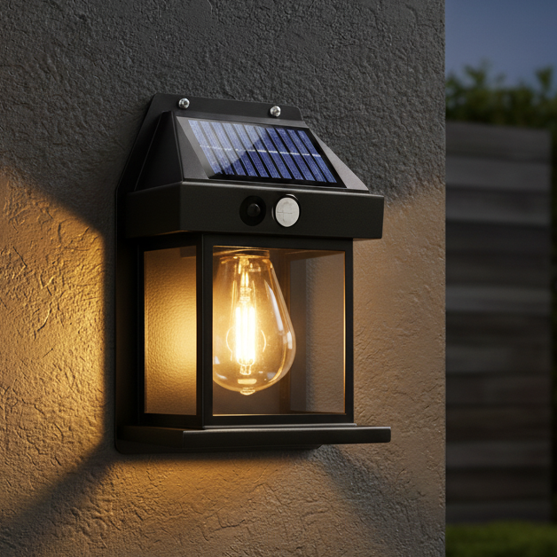 Outdoor Solar Tungsten Wall Light with Motion Sensor IP65 Waterproof LED Safety Light for Patio Outdoor Deck Porch Barn Garage
