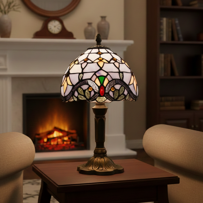 Royaleva Stained Glass Colorful Desk Lamp Vintage Artistic Table Light