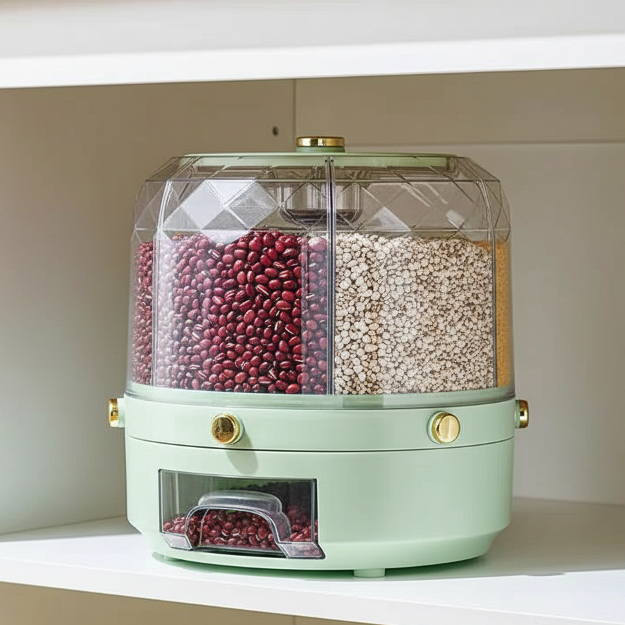 Royallure 360° Rotating Food Storage Container with 6 Airtight Compartments