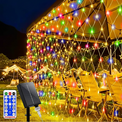 Royelux Modern Wall Light - Solar Net Mesh Lights with Remote Control for Patio and Roof
