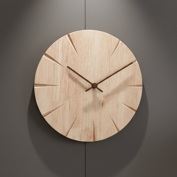 RoyaleGlow Art Wooden Wall Clock - Solid Wood Silent Creative Design for Home or Kitchen