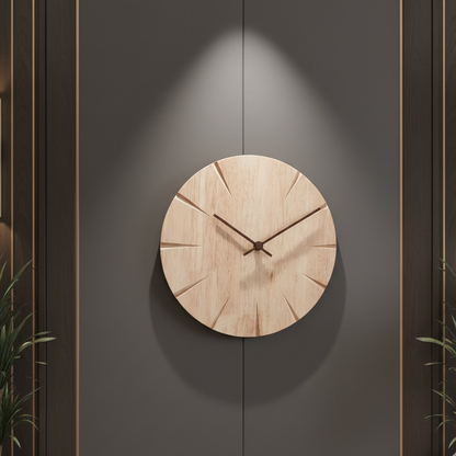 RoyaleGlow Art Wooden Wall Clock - Solid Wood Silent Creative Design for Home or Kitchen