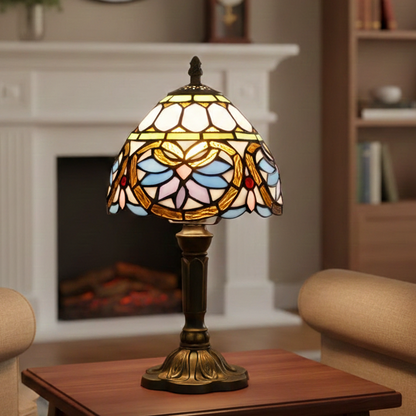 Royaleva Stained Glass Colorful Desk Lamp Vintage Artistic Table Light