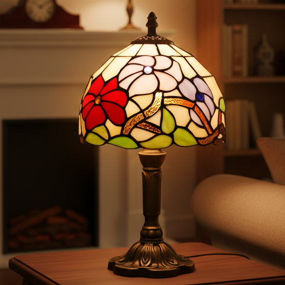 Royaleva Stained Glass Colorful Desk Lamp Vintage Artistic Table Light