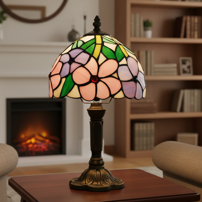 Royaleva Stained Glass Colorful Desk Lamp Vintage Artistic Table Light