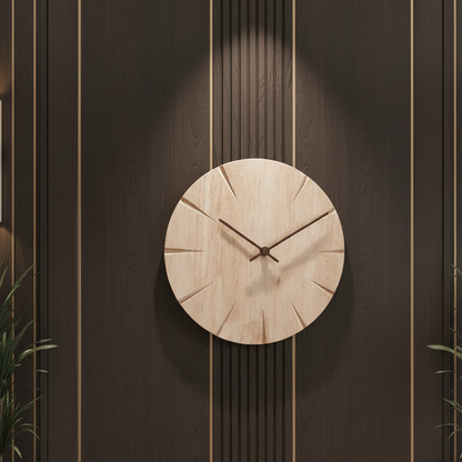 RoyaleGlow Art Wooden Wall Clock - Solid Wood Silent Creative Design for Home or Kitchen