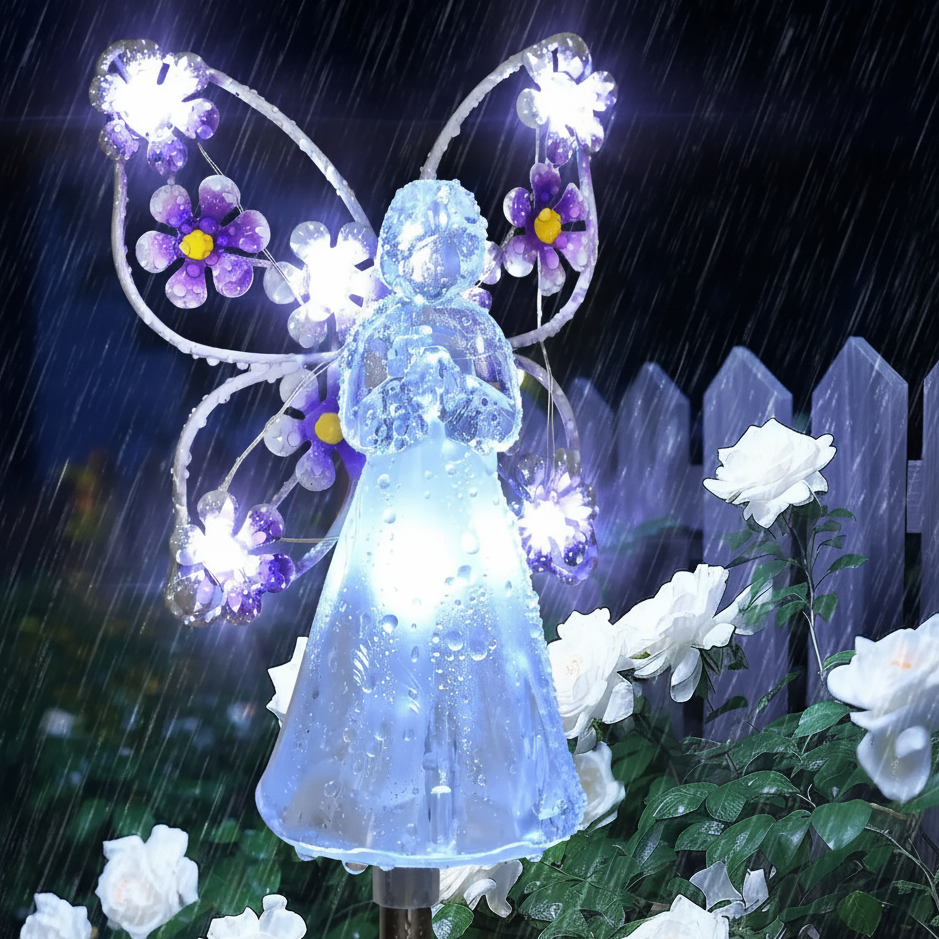 Solar Garden Light Angel Solar Landscape Decorative Light Outdoor Waterproof Solar Pathway Lights Grave Cemetery Sympathy Gift