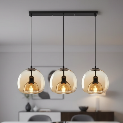 LuxRoyale Minimalist Smoked Glass Dome Pendant Light for Kitchen, Dining, Bar and Bedroom