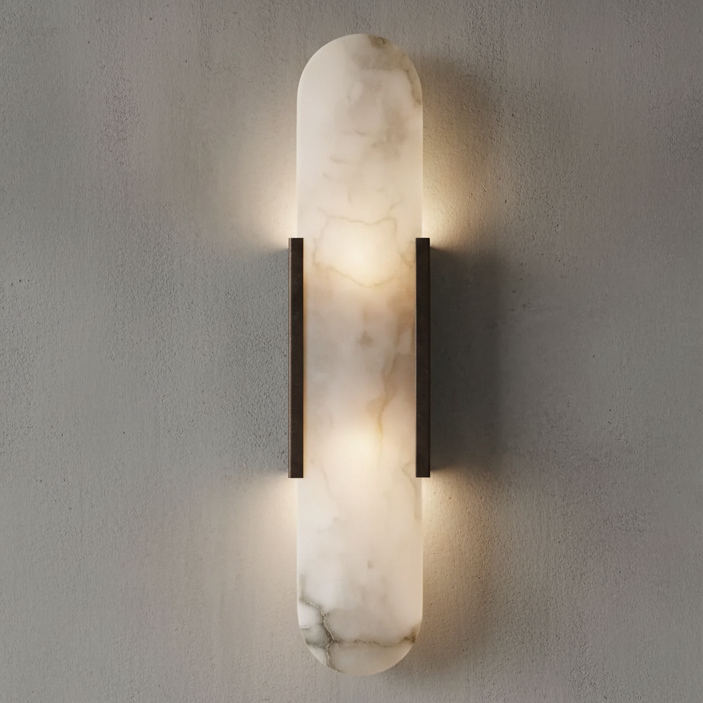 RoyaleGlow Marble Bedside Wall Lights - Modern Stone Sconce for Bedroom and Living Room