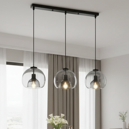 LuxRoyale Minimalist Smoked Glass Dome Pendant Light for Kitchen, Dining, Bar and Bedroom