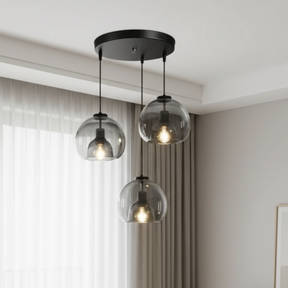 LuxRoyale Minimalist Smoked Glass Dome Pendant Light for Kitchen, Dining, Bar and Bedroom