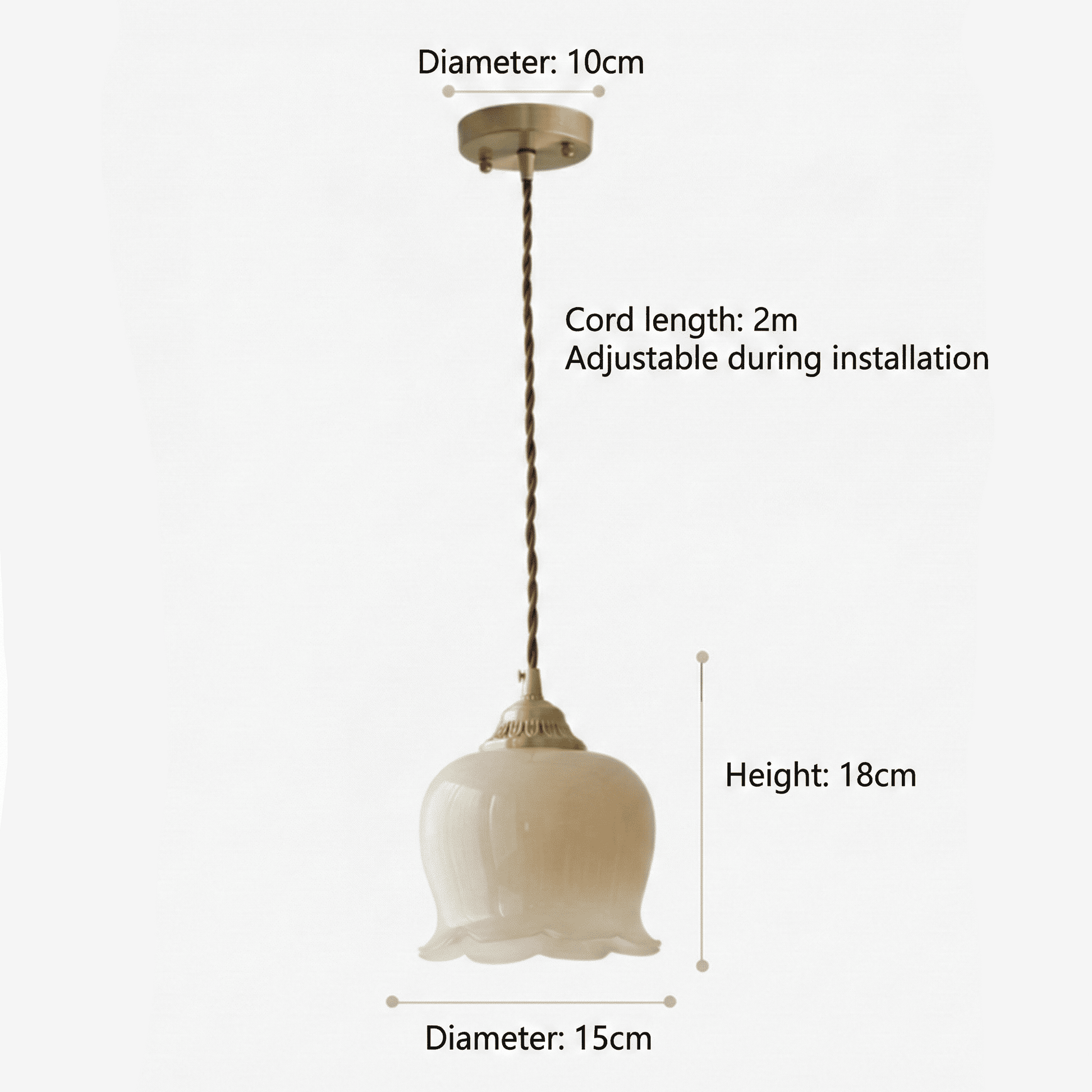Luxora Cream Glass Flower Pendant Light, Brass Top Nordic Hanging Lamp