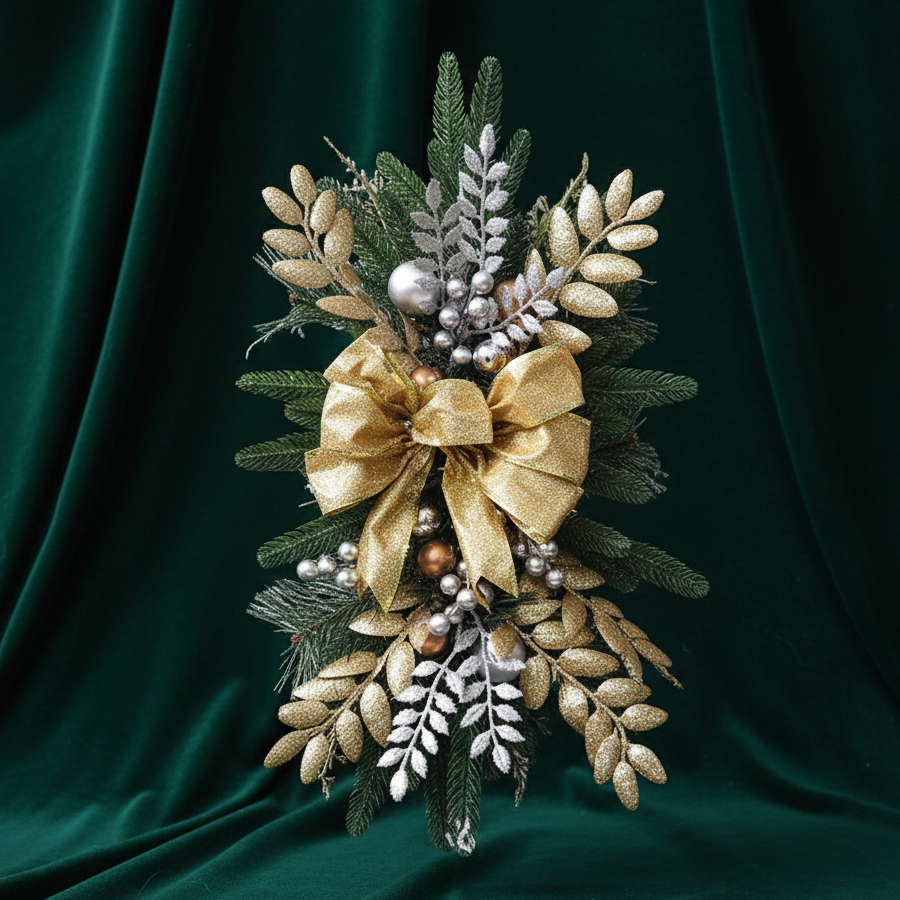 RoyaleGlow Wall Sconce with Shelf - Christmas Swag Wreath Pendant Home Door Decoration