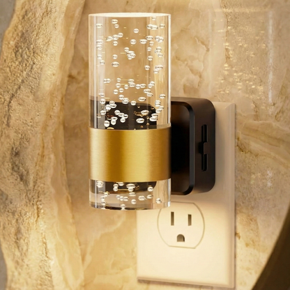 LuxRoyale Night Light With Golden Accent And Bubble Filled Acrylic